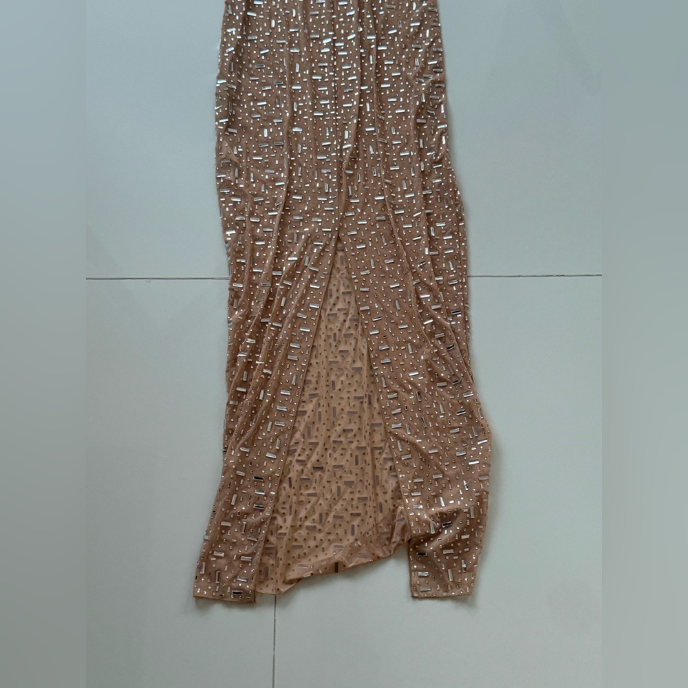 Nude mesh embellished halter gown - Picture 5 of 6